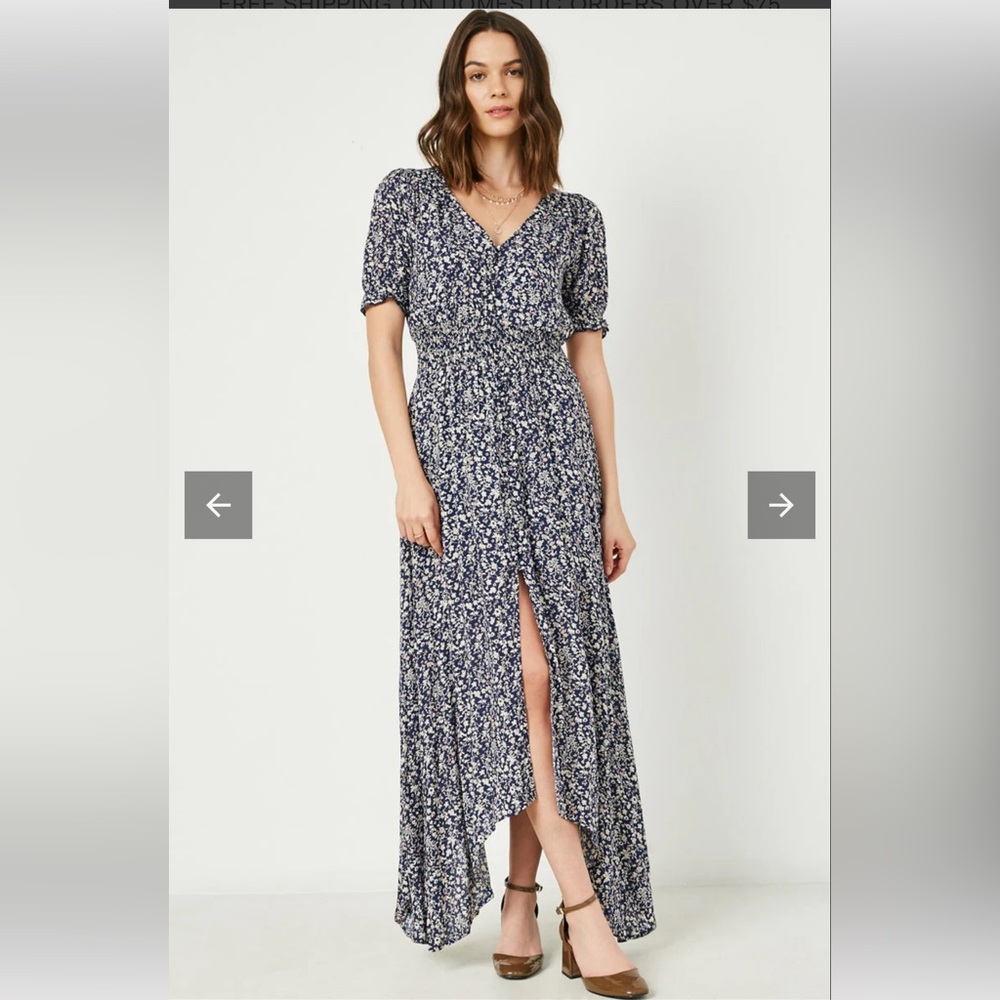 Floral Ruched Waist Maxi Dress